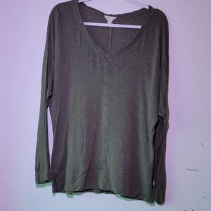 LOFT Deep Olive V-Neck Blouse